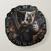Cyborg kat/cybernetische kat rond kussen (Achterkant)