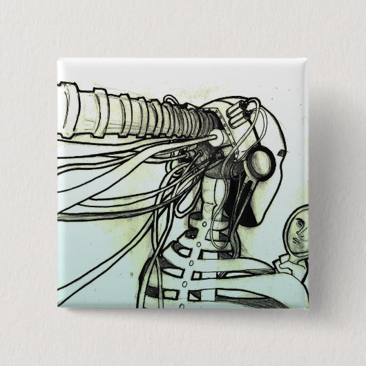 Cyborg-knop Vierkante Button 5,1 Cm (Voorkant)