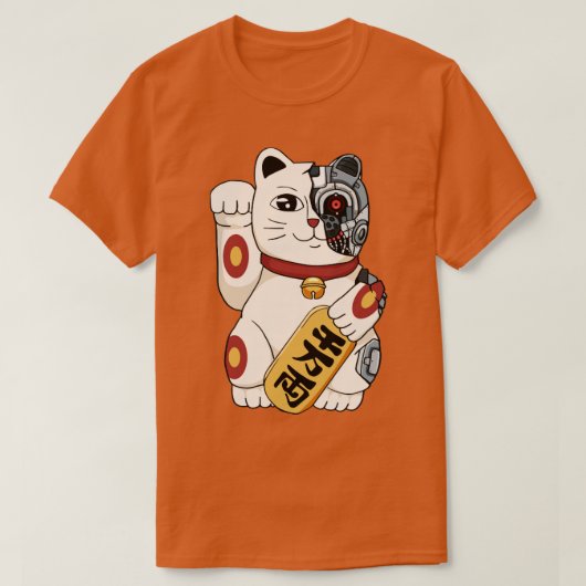Cyborg Maneki Neko Cat Cyber esthetics T-shirt (Design voorkant)
