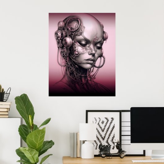 cyborg meisje cool tiener poster (Thuiskantoor)