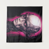 Cyborg Meisje Cool Tiener Roze Neon Wandkleed (Voorkant (horizontaal))