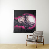 Cyborg Meisje Cool Tiener Roze Neon Wandkleed (In Situ (horizontaal))