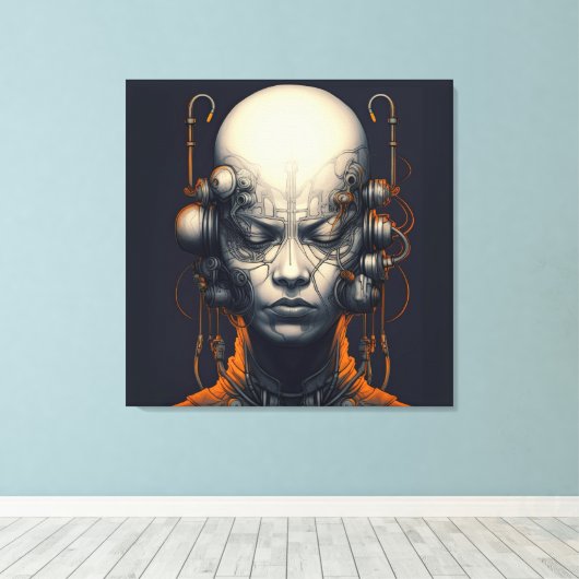 Cyborg Meisje Dreamer Tiener Canvas Afdruk (Insitu (Houten vloer))