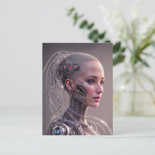 Cyborg met veel circuits briefkaart (Staand voorkant)