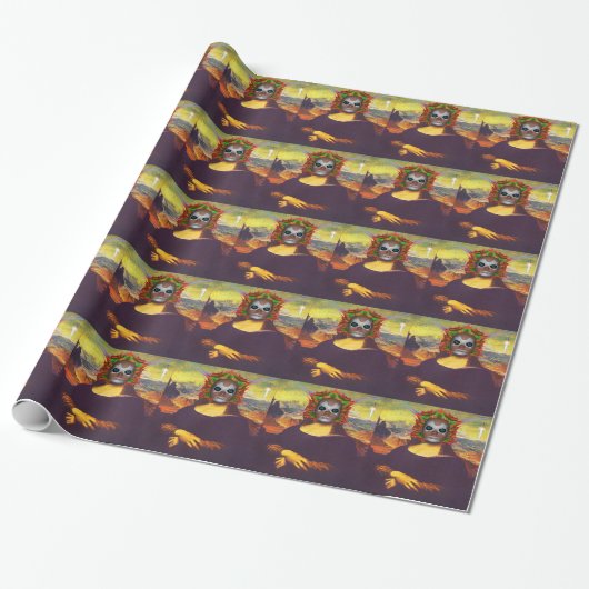 Cyborg Mona Lisa Cadeaupapier (Uitgerold)