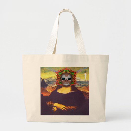 Cyborg Mona Lisa Large Canvas tas (Voorkant)