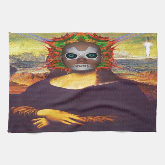 Cyborg Mona Lisa Theedoek (Horizontaal)