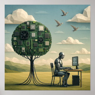 Cyborg Onder Boom van Schakelingen Poster