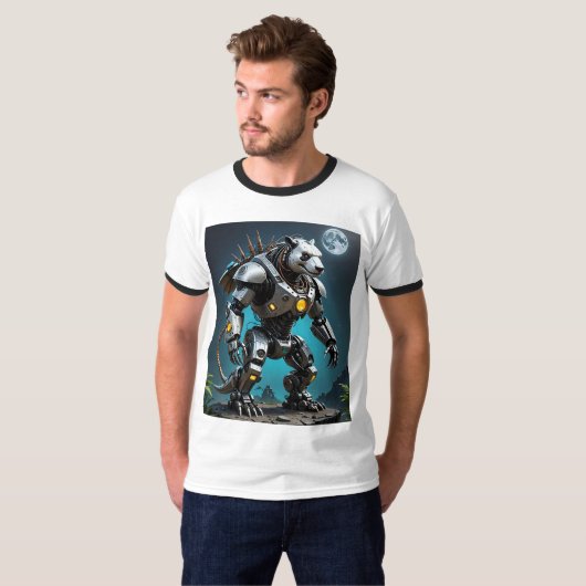 Cyborg Panda Mech Warrior Battle Mode Tshirt (Voorkant volledig)