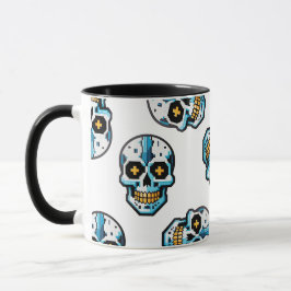 Cyborg Pixelated Skull Pattern Mok