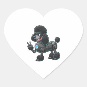 Cyborg Poodle Robot Vredesbord Hart Sticker