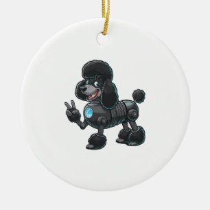Cyborg Poodle Robot Vredesbord Keramisch Ornament