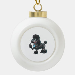 Cyborg Poodle Robot Vredesbord Keramische Bal Ornament
