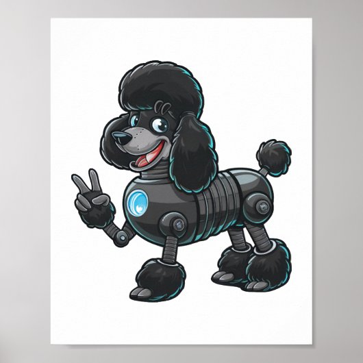 Cyborg Poodle Robot Vredesbord Poster (Voorkant)