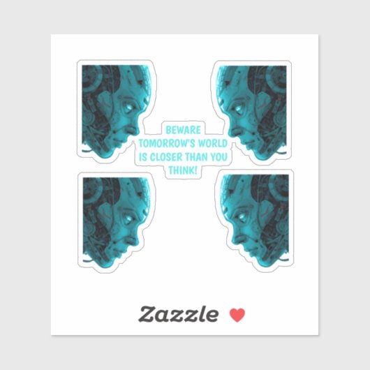 CYBORG ROBOTIC HEAD Sticker (Vel)