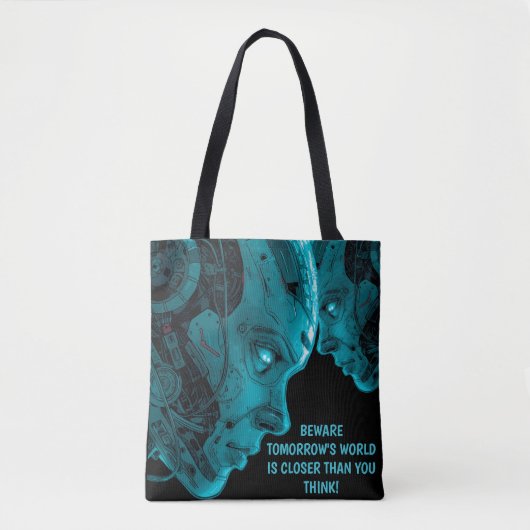 CYBORG ROBOTIC HEAD TOTE BAG (Voorkant)