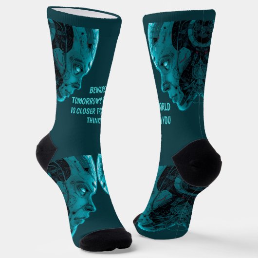 CYBORG ROBOTIC HEADCrew Socks Sokken (Gebogen)
