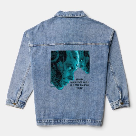 CYBORG ROBOTISCHE KOP DENIM JACKET (Achterkant)