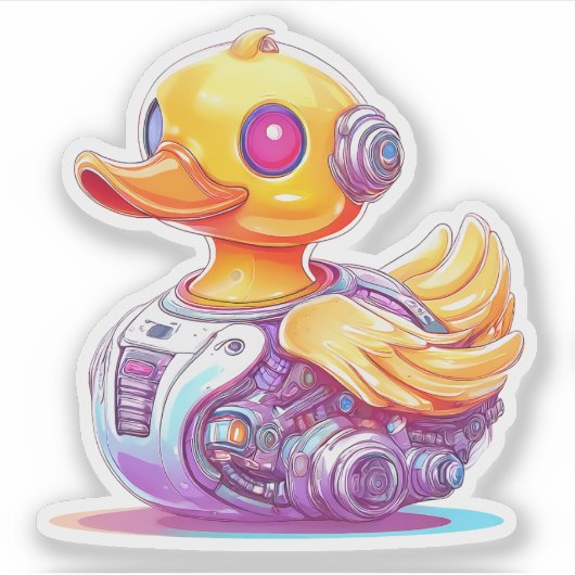 Cyborg Rubber Duck Sticker (Voorkant)