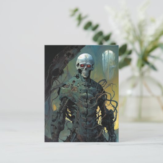 Cyborg Skeleton Futuristic Science Fiction Briefkaart (Staand voorkant)