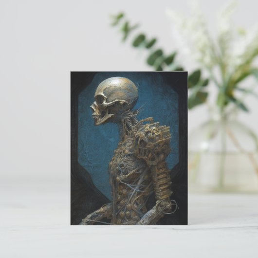 Cyborg Skeleton Futuristic Science Fiction Briefkaart (Staand voorkant)