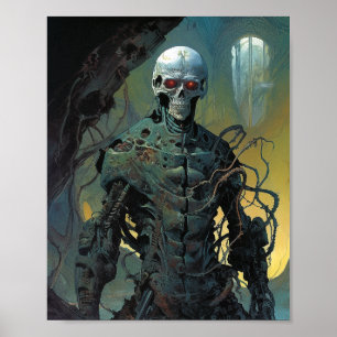Cyborg Skeleton Futuristic Science Fiction Poster