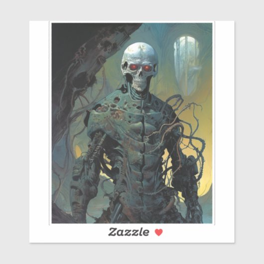 Cyborg Skeleton Futuristic Science Fiction Sticker (Vel)
