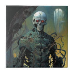 Cyborg Skeleton Futuristic Science Fiction Tegeltje<br><div class="desc">Fantasy,  Sci-fi & Horror kunst van het Lunarium.</div>