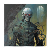 Cyborg Skeleton Futuristic Science Fiction Tegeltje (Voorkant)