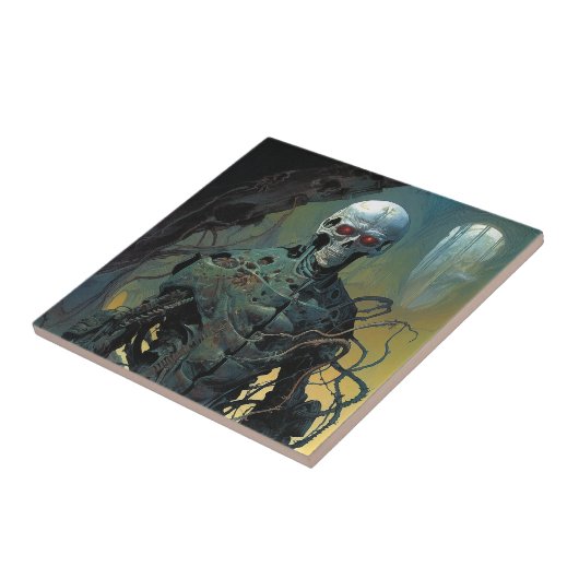 Cyborg Skeleton Futuristic Science Fiction Tegeltje (Zijkant)