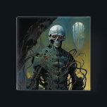 Cyborg Skeleton Futuristic Science Fiction Vierkante Button 5,1 Cm<br><div class="desc">Fantasy art producten van The Lunarium.</div>