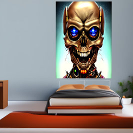 Cyborg Skull | AI Art Poster