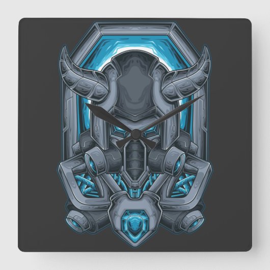 Cyborg Square Wall Clock Vierkante Klok (Voorkant)