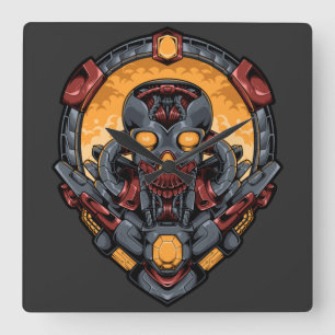 Cyborg Square Wall Clock Vierkante Klok