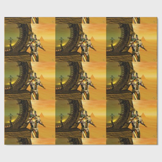 CYBORG TITAN, DESERT HYPERION Science Fiction Scif Cadeaupapier (Vlak)