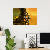 CYBORG TITAN IN DE WOESTIJN VAN HYPERION Sciencefi Poster (Thuiskantoor)