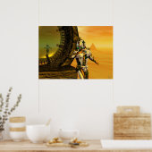 CYBORG TITAN IN DE WOESTIJN VAN HYPERION Sciencefi Poster (Keuken)