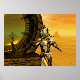 CYBORG TITAN IN DE WOESTIJN VAN HYPERION Sciencefi Poster