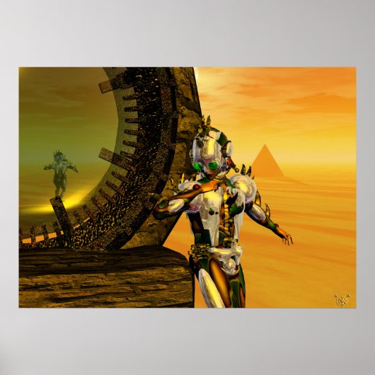CYBORG TITAN IN DE WOESTIJN VAN HYPERION Sciencefi Poster (Voorkant)