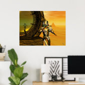 CYBORG TITAN IN DESERT OF HYPERION Science Fiction Poster (Thuiskantoor)