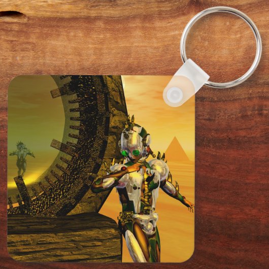 CYBORG TITAN IN DESERT OF HYPERION Science Fiction Sleutelhanger (Achterkant)