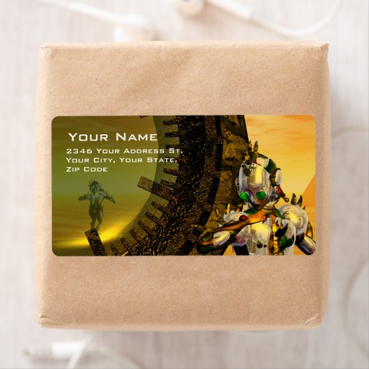 CYBORG TITAN IN HYPERION DESERT Sci-Fi Etiket (Insitu)