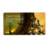 CYBORG TITAN IN HYPERION DESERT Sci-Fi Etiket (Voorkant)