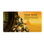 CYBORG TITAN IN HYPERION DESERT Sci-Fi Etiket (Voorkant)