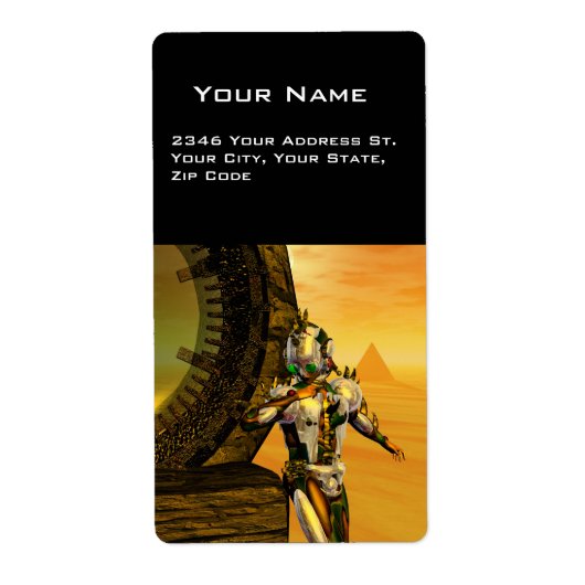 CYBORG TITAN IN HYPERION DESERT Sci-Fi Etiket (Voorkant)