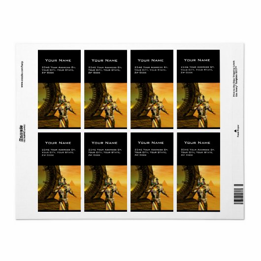 CYBORG TITAN IN HYPERION DESERT Sci-Fi Etiket (Full Sheet)