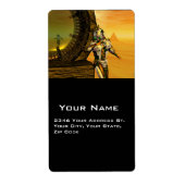 CYBORG TITAN IN HYPERION DESERT Sci-Fi Etiket (Voorkant)