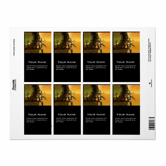 CYBORG TITAN IN HYPERION DESERT Sci-Fi Etiket (Full Sheet)