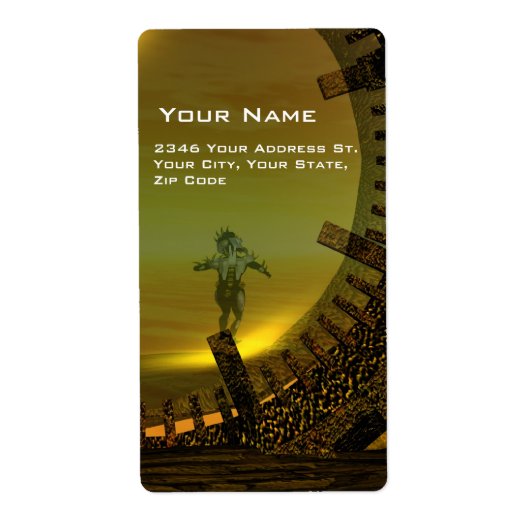 CYBORG TITAN IN HYPERION DESERT Sci-Fi Etiket (Voorkant)