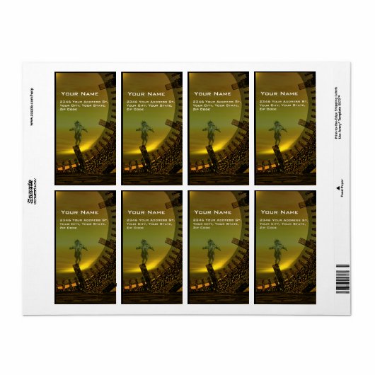 CYBORG TITAN IN HYPERION DESERT Sci-Fi Etiket (Full Sheet)